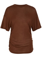 Akyn Ruched Fine-knit T-shirt Brown