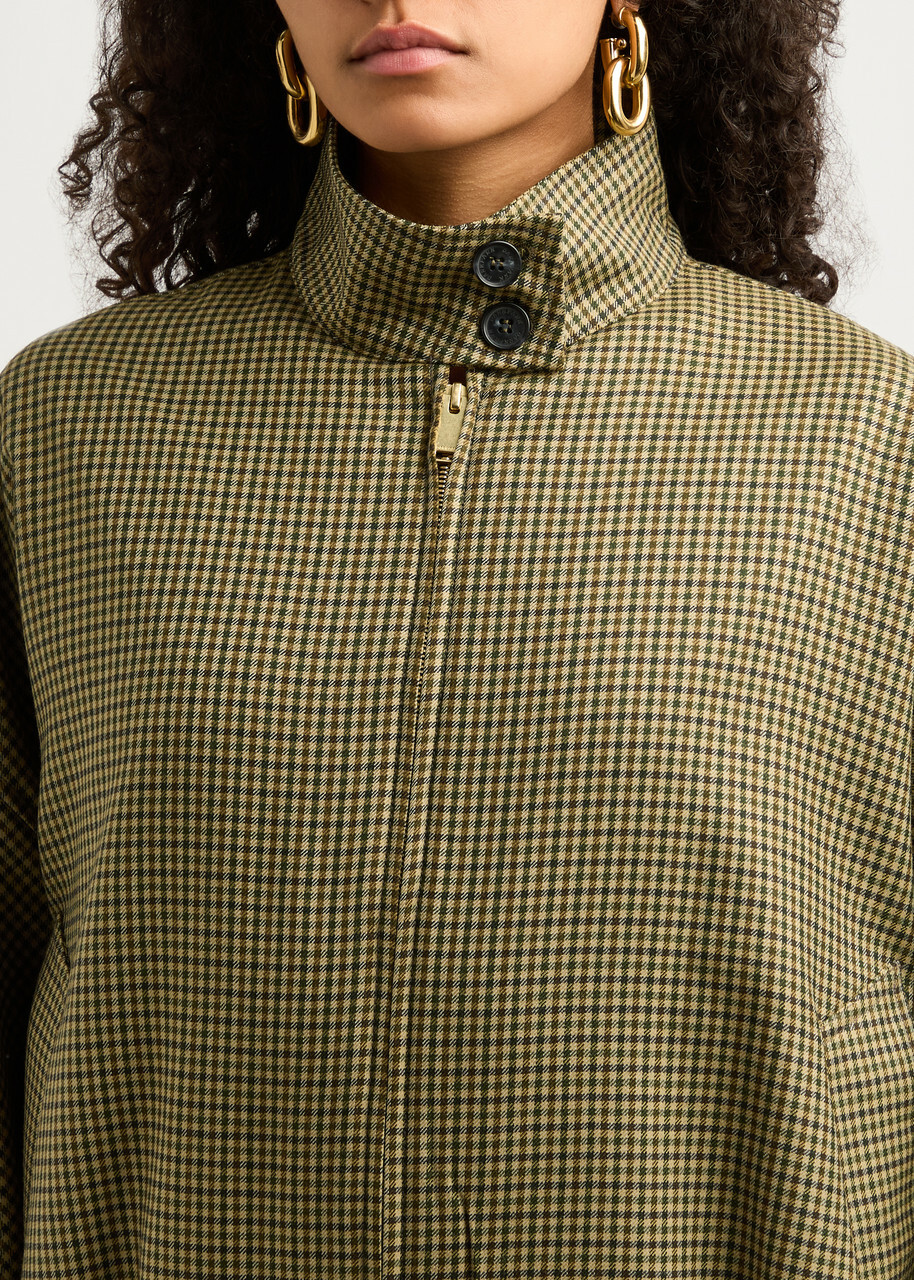 Darkpark Lee Houndstooth Scarf-effect Wool Bomber Jacket Multicoloured