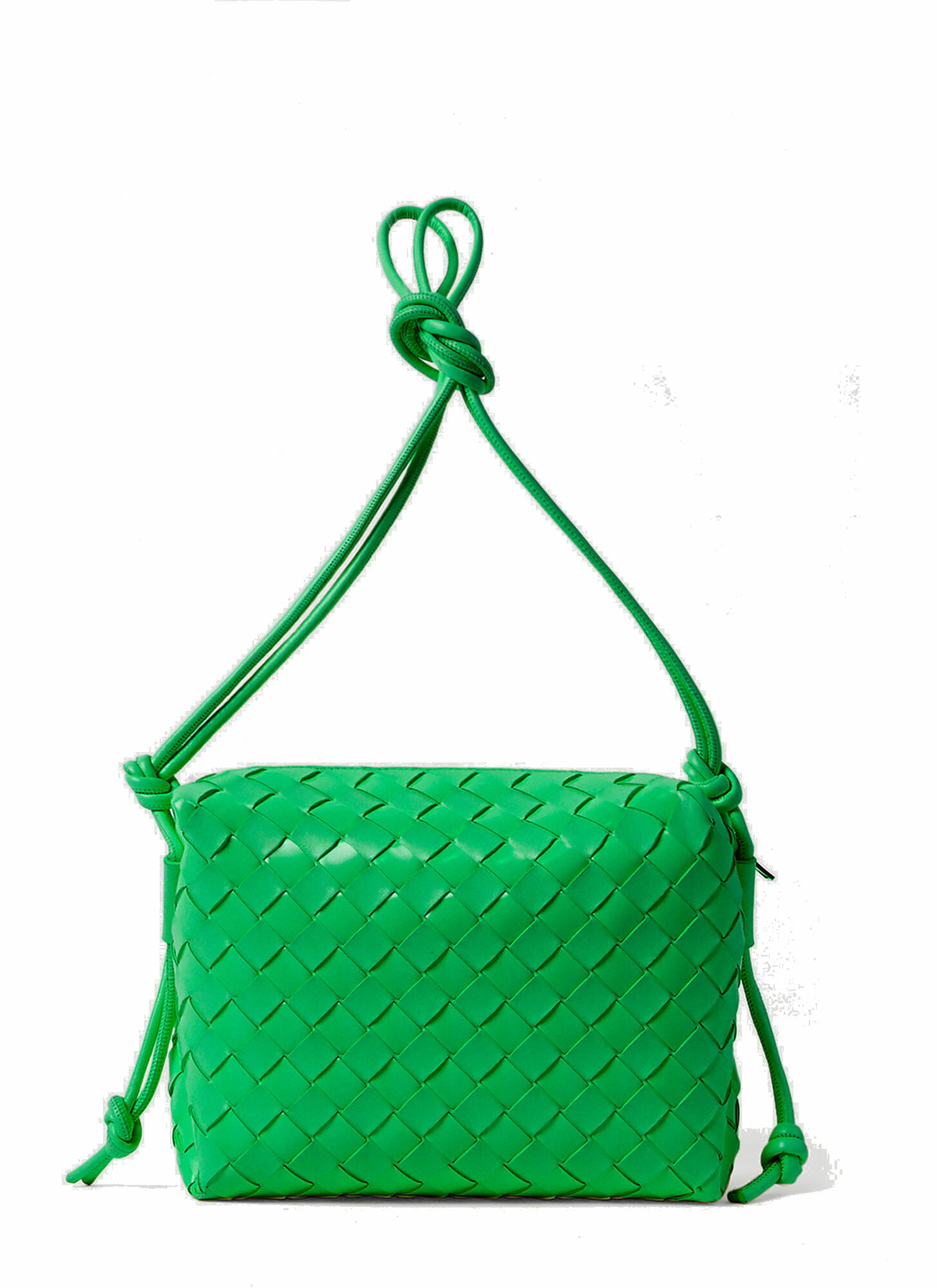 Loop Intrecciato Small Shoulder Bag in Green Bottega Veneta