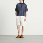 AMI Paris Men's Striped Boxy Fit Polo With Ami De Coeur Patch in Encre/Blanc