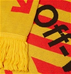 Off-White - Fringed Logo-Intarsia Knitted Scarf - Yellow