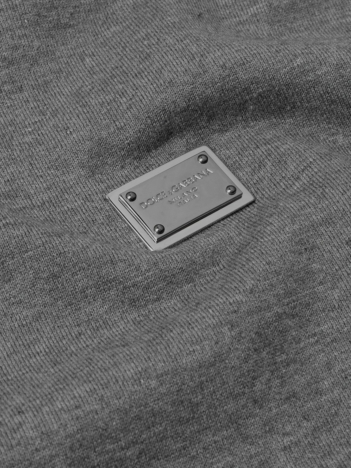Dolce&Gabbana - Logo-Appliquéd Cotton-Jersey Hoodie - Gray