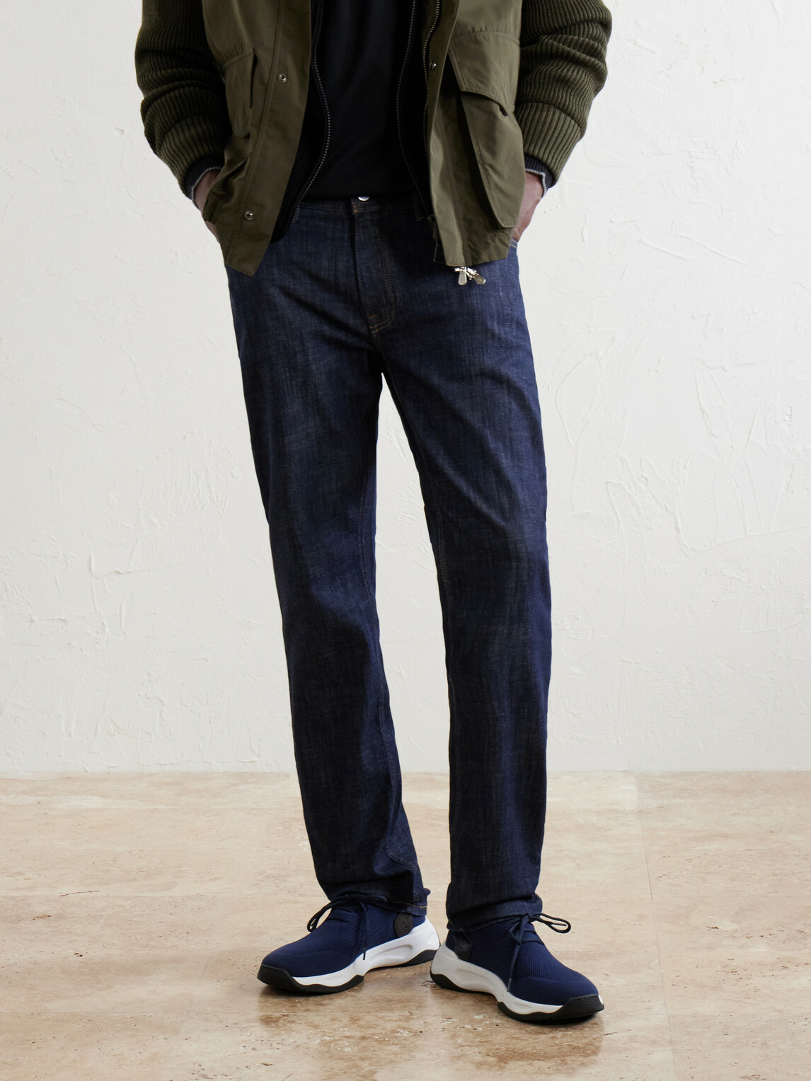 Berluti - Shadow Logo-Embroidered Leather-Trimmed Stretch-Knit Sneakers - Blue