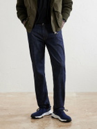 Berluti - Shadow Logo-Embroidered Leather-Trimmed Stretch-Knit Sneakers - Blue