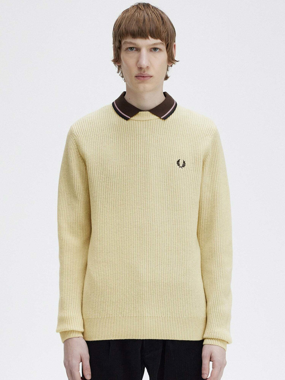 Fred Perry Sweater Beige Mens Fred Perry