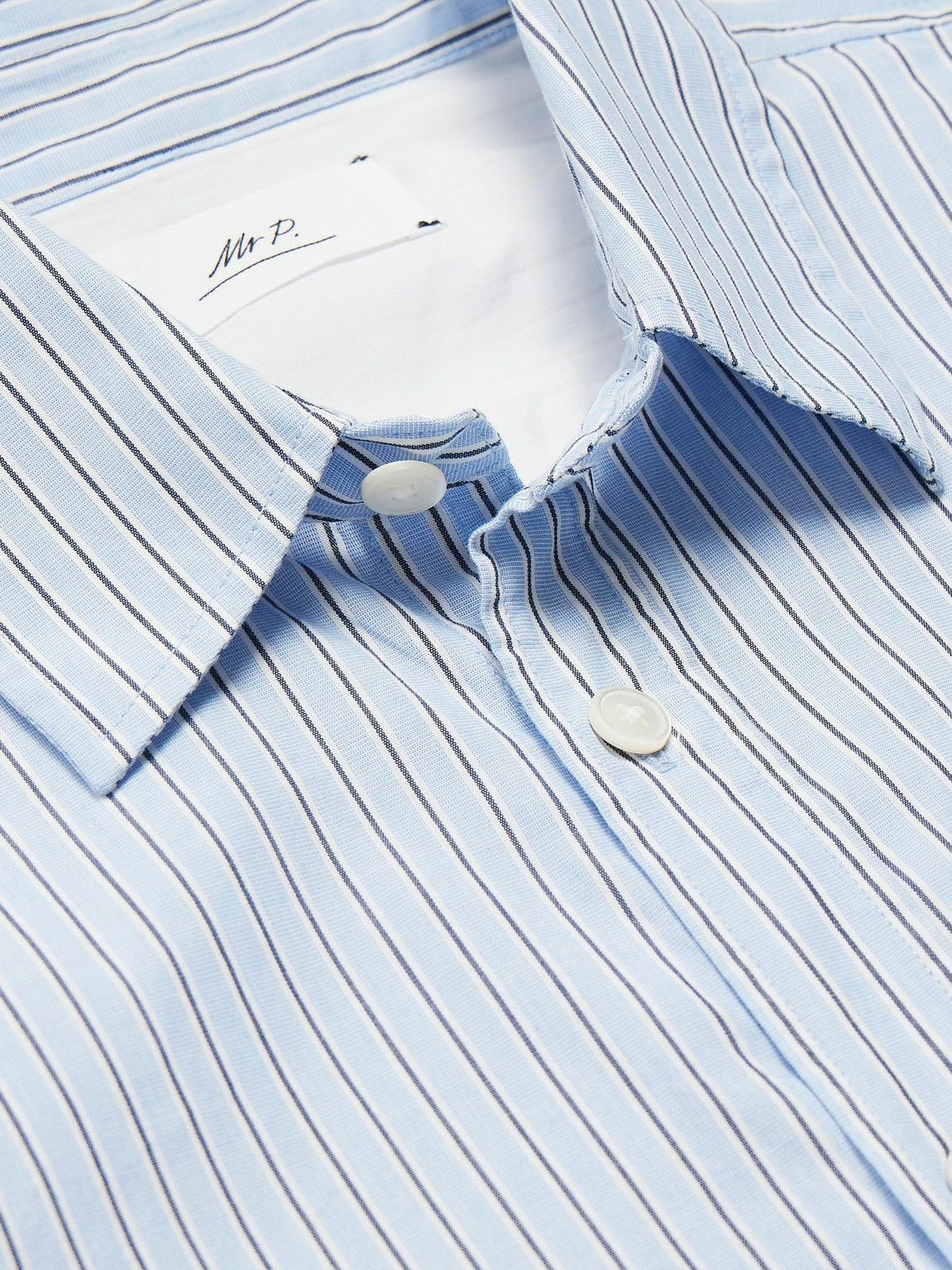 トップス MR P Mr P. - Pinstriped Cotton Oxford Shirt - Blue Mr P.