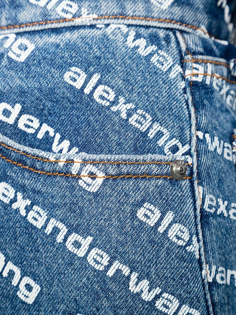 Alexander Wang Blue Bite Logo Print Denim Shorts Alexander Wang