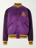 Polo Ralph Lauren - Embroidered Cotton-Blend Satin Bomber Jacket - Purple