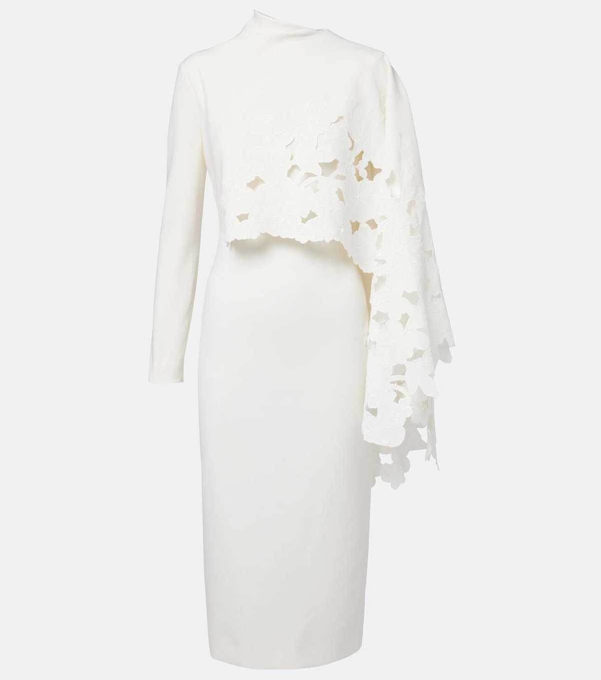 Oscar de la Renta Cape-detail wool-blend midi dress