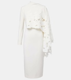 Oscar de la Renta Cape-detail wool-blend midi dress