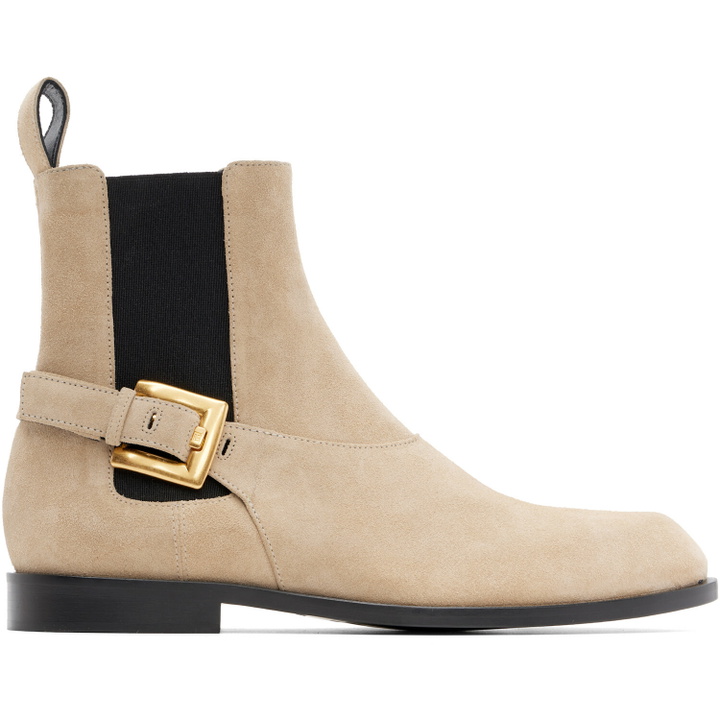 Photo: BALMAIN Beige Suede Anthem Chelsea Boots