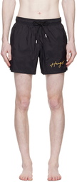 Hugo Black Handwritten Swim Shorts