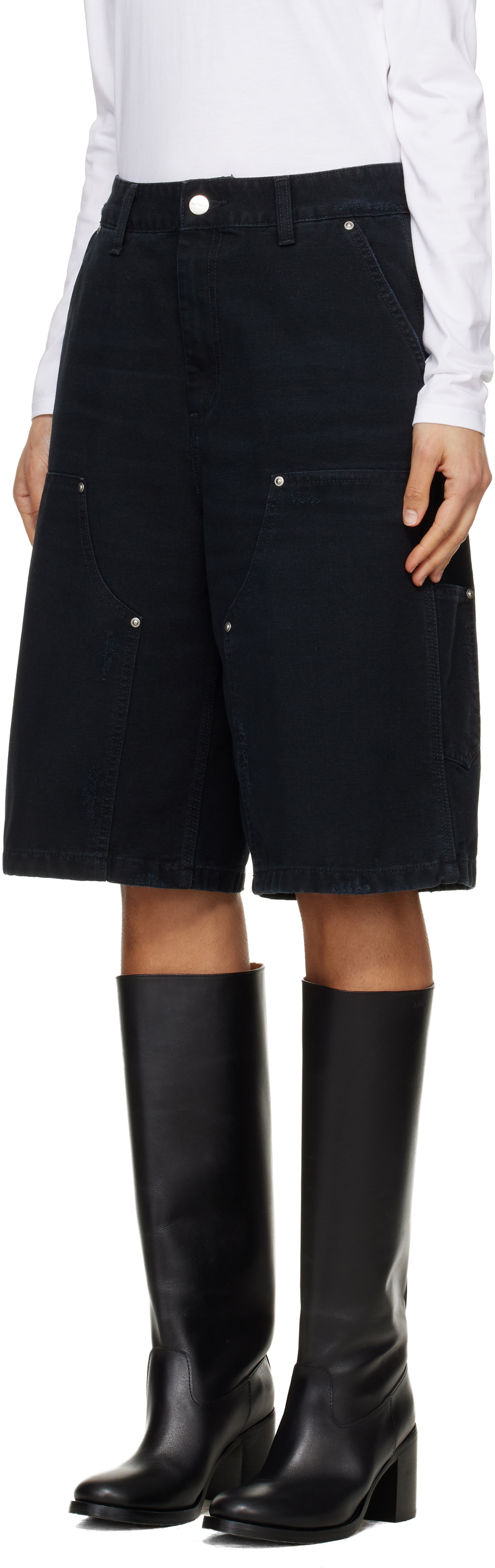 Carhartt Work In Progress Black Nixon Double Knee Denim Shorts
