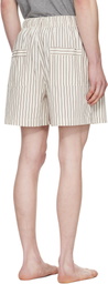 Tekla Brown & Off-White Poplin Pyjama Shorts