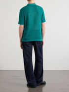 Aimé Leon Dore - Open-Collar Open-Knit Cotton Polo Shirt - Green