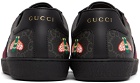 Gucci Black GG Bee Print Ace Sneakers