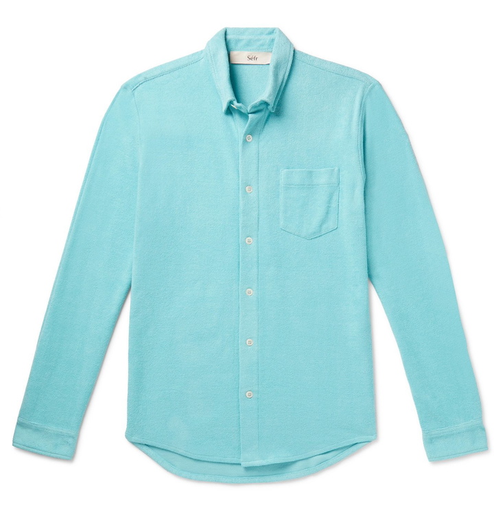 Photo: Séfr - Leo Slim-Fit Cotton-Terry Shirt - Blue