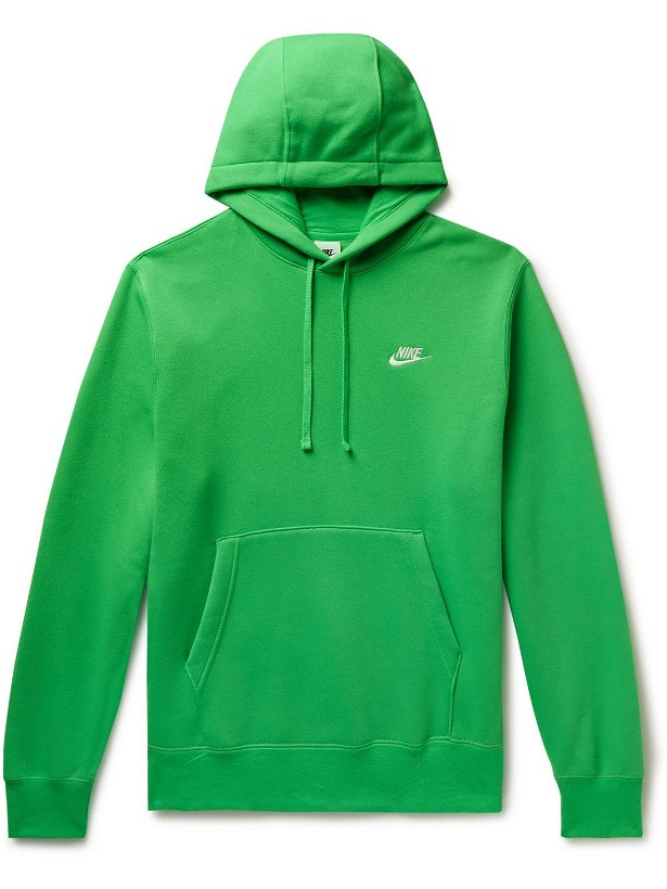 Photo: Nike - Sportswear Club Logo-Embroidered Cotton-Blend Jersey Hoodie - Green
