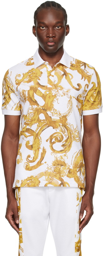 Photo: Versace Jeans Couture White Watercolour Couture Polo
