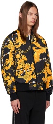 Versace Jeans Couture Black & Yellow Chain Couture Reversible Bomber Jacket