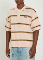 Nahmias Logo-appliquéd Striped Cotton Piqué Polo Shirt Pink