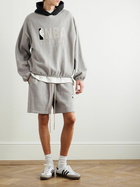 FEAR OF GOD ESSENTIALS - NBA Straight-Leg Appliquéd Cotton-Blend Jersey Drawstring Shorts - Gray