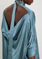 Acne Studios Cowl-back Draped Stretch-satin Midi Dress Blue