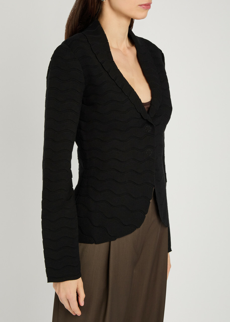 Emporio Armani Textured Close-knit Blazer Black