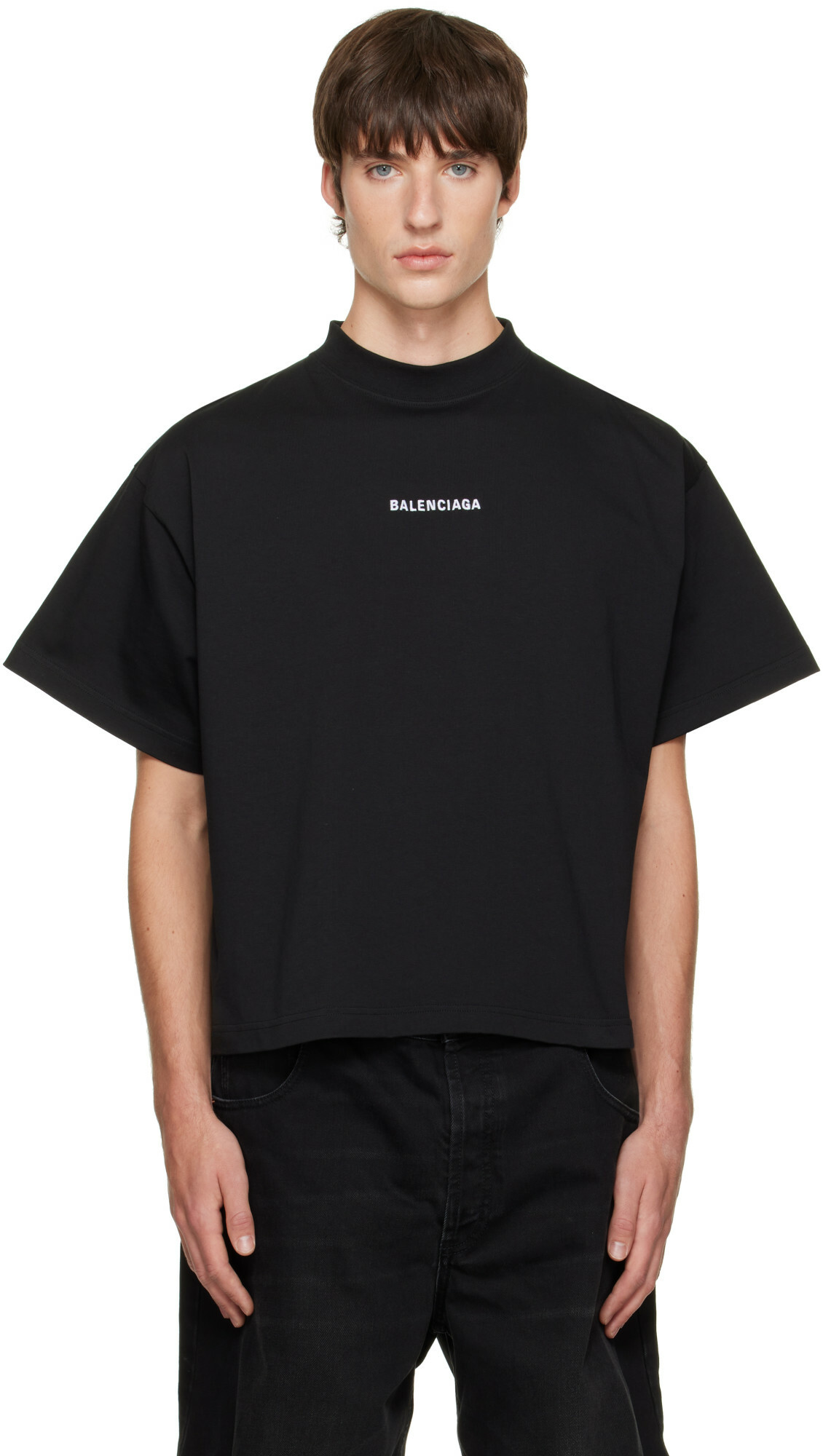 Balenciaga Black Embroidered T-shirt