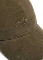 Saint Laurent Logo-embroidered Corduroy cap Khaki