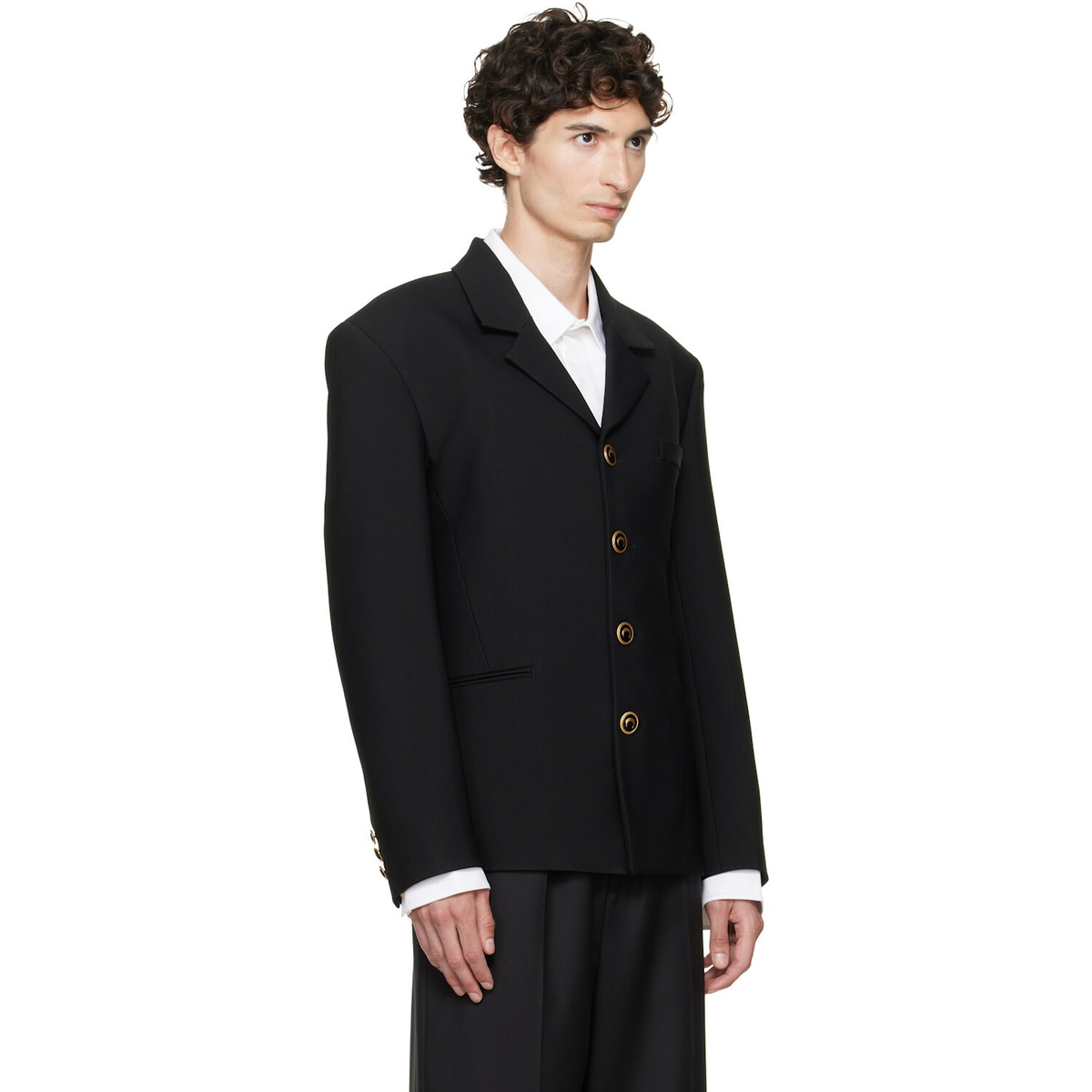 Marine Serre Black Tailored Wool Serge Blazer