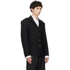 Marine Serre Black Tailored Wool Serge Blazer