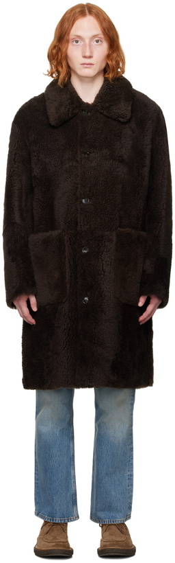 Photo: GANT 240 MULBERRY Brown Oversized Reversible Shearling Coat