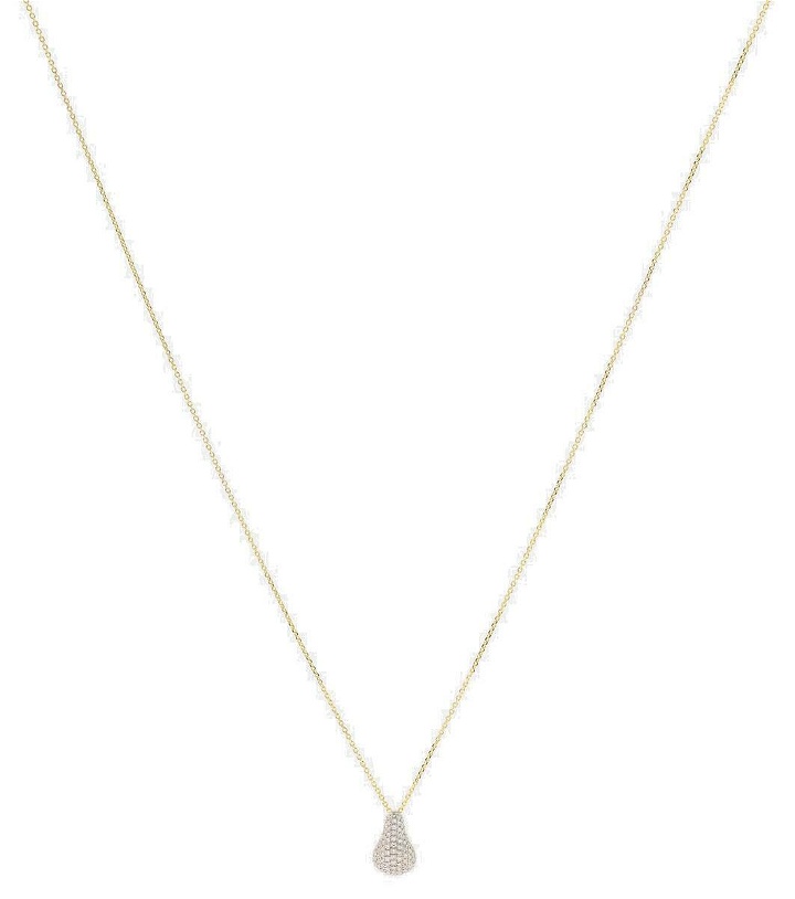 Photo: Stone and Strand Droplet 14kt gold pendant necklace with diamonds
