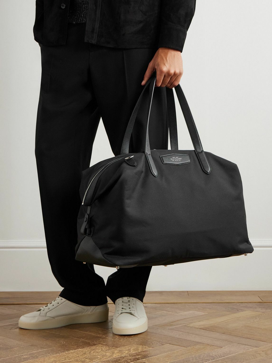 Smythson - Norton Leather-Trimmed Canvas Weekend Bag