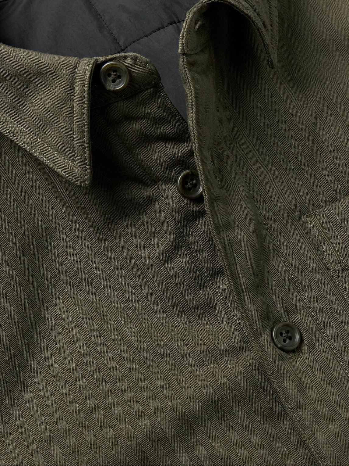 James Perse - Padded Herringbone Cotton Overshirt - Green