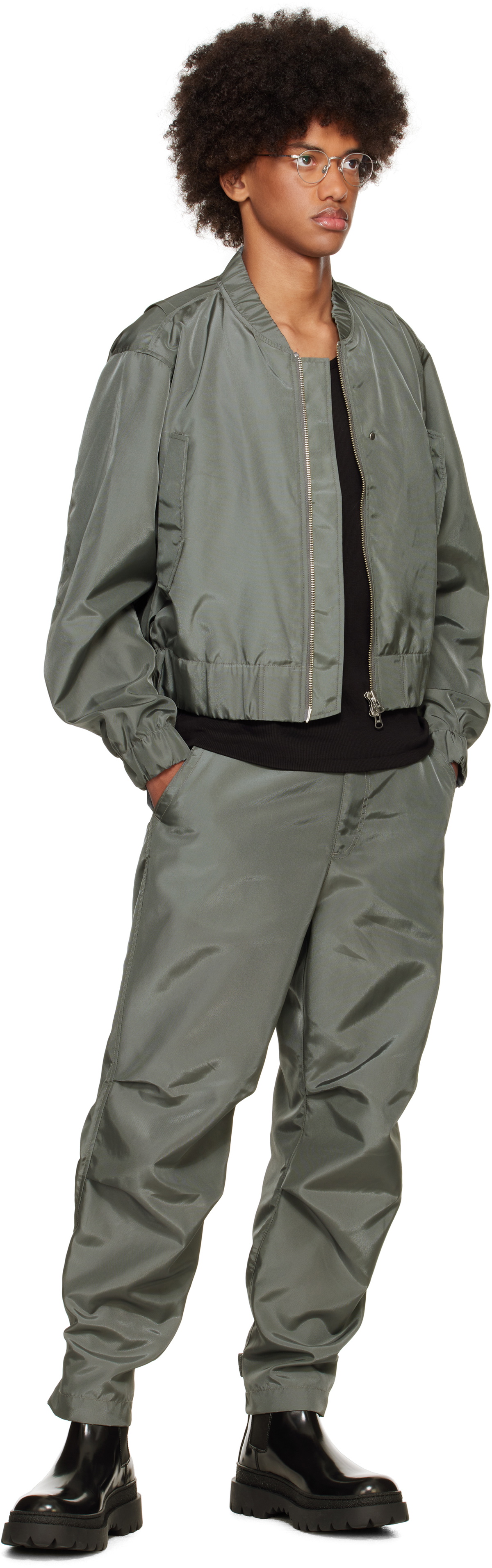 Karmuel Young Gray Biker Trousers