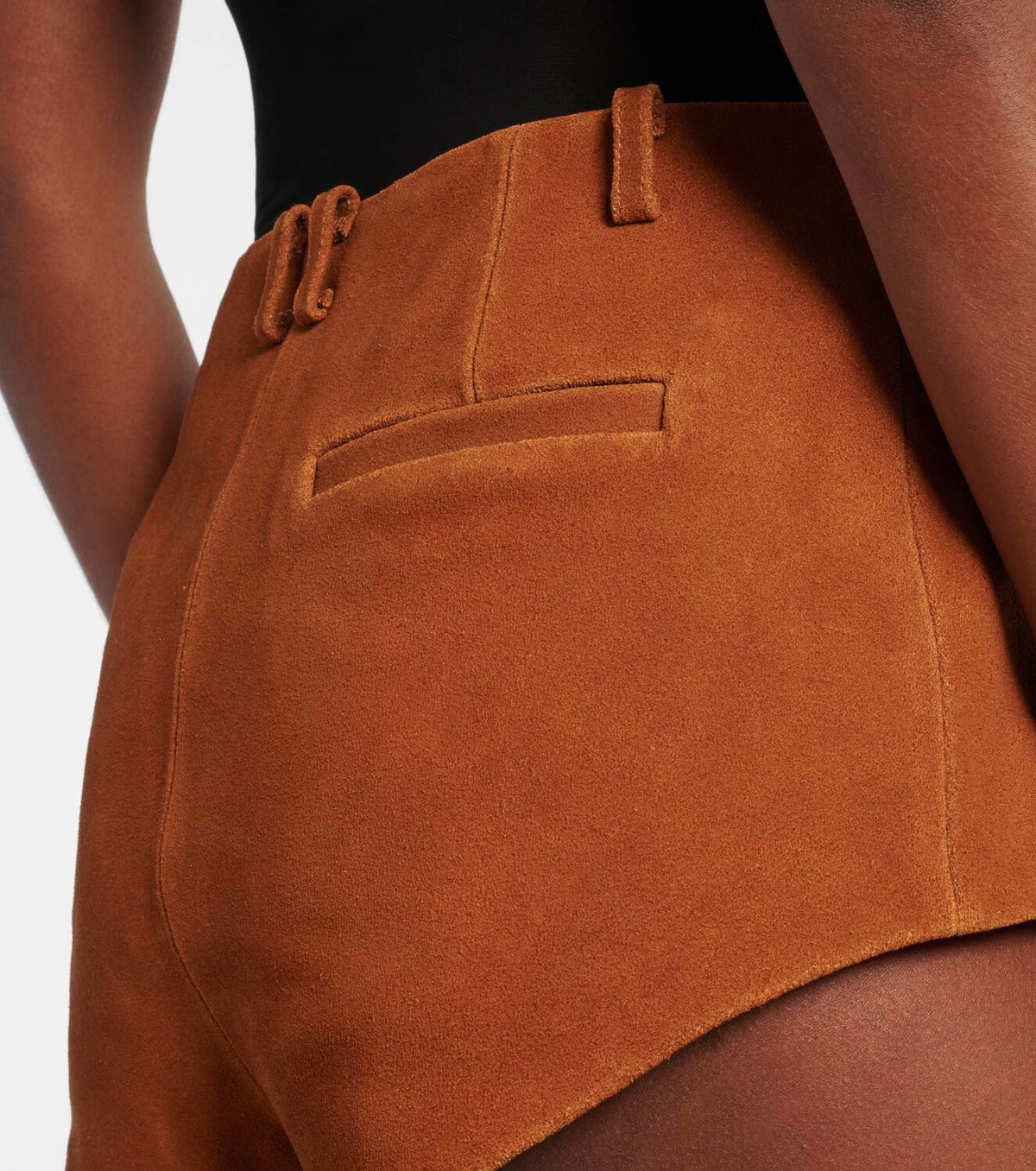 Self-Portrait High-rise suede shorts