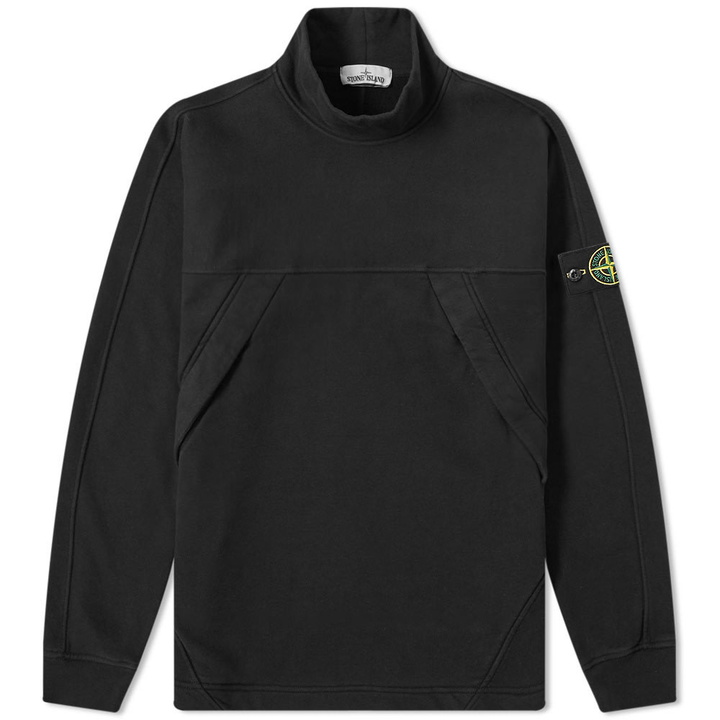 Photo: Stone Island Mock Neck Garment Dyed Sweat