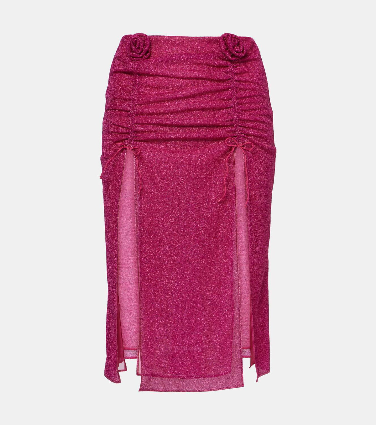 Oséree Lumière Rose ruched midi skirt