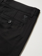 AMI PARIS - Slim-Fit Tapered Cotton-Gabardine Trousers - Black