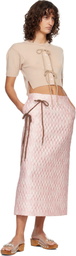 Simone Rocha Pink Quilted Offset Pencil Midi Skirt