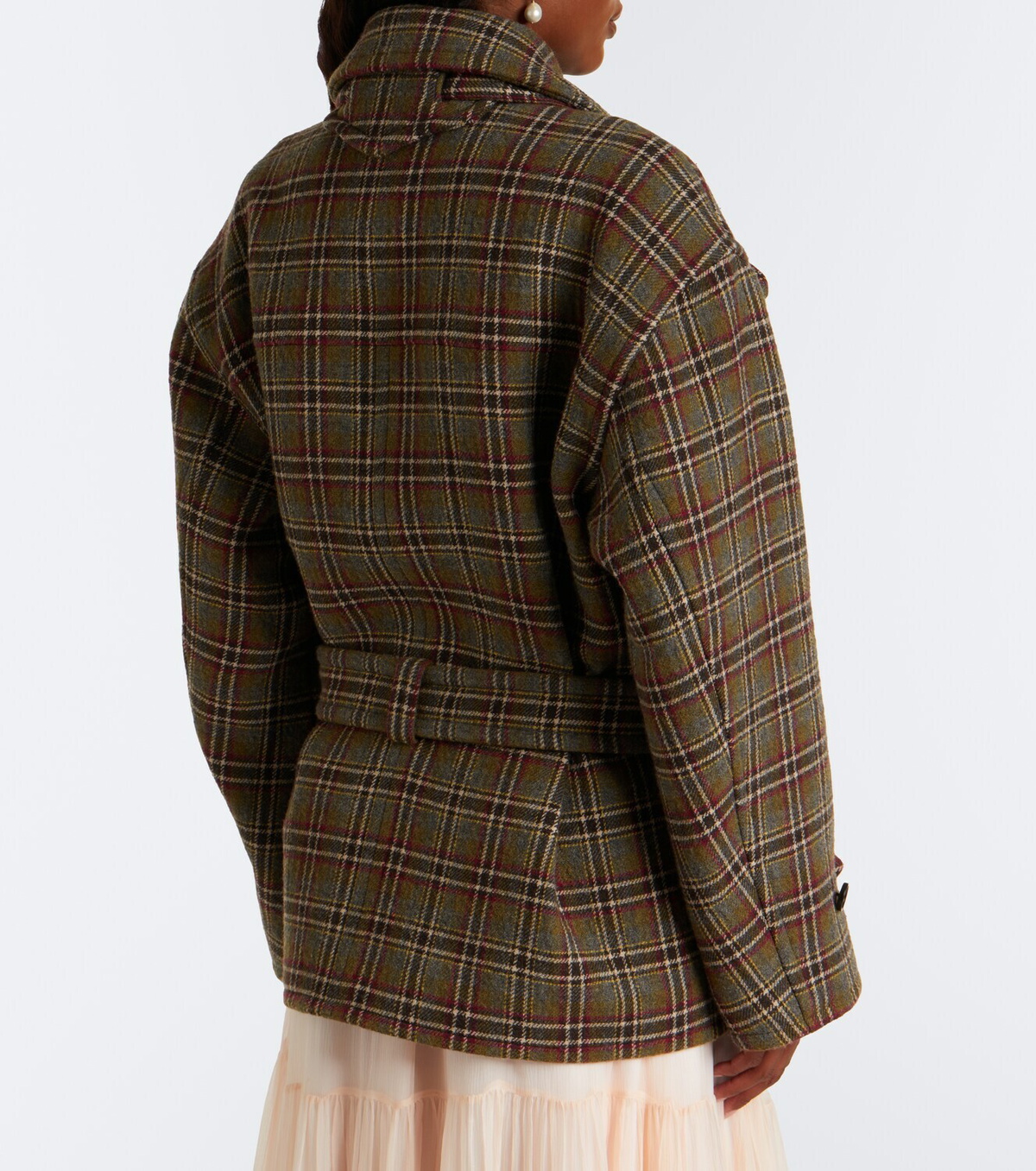 Chloé Checked wool and cotton-blend peacoat