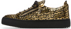 Giuseppe Zanotti Black & Gold Frankie Monogram Sneakers