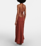 Faithfull Plissé halterneck cotton-blend maxi dress