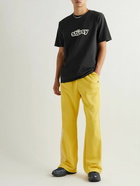 Stussy - Logo-Print Garment-Dyed Cotton-Jersey T-Shirt - Black