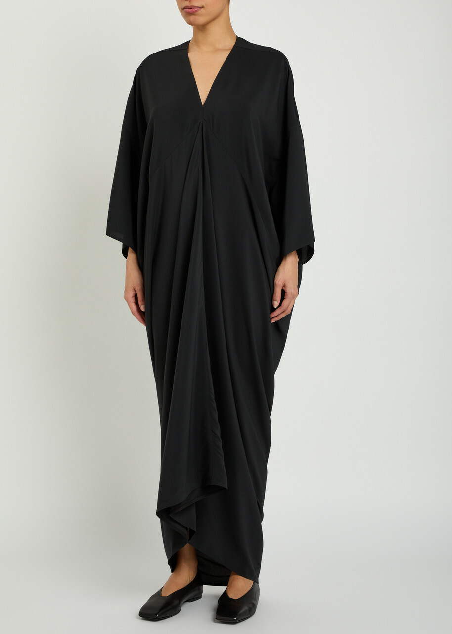 Rick Owens Tommykite Crepe Maxi Dress Black