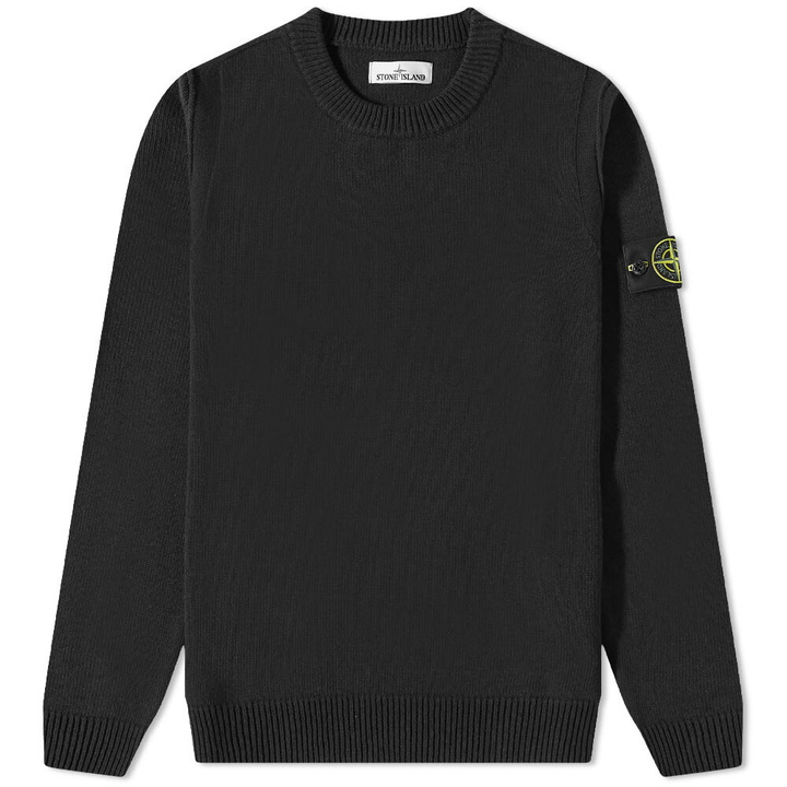 Photo: Stone Island Men's Lambswool Crew Neck Knit in Black