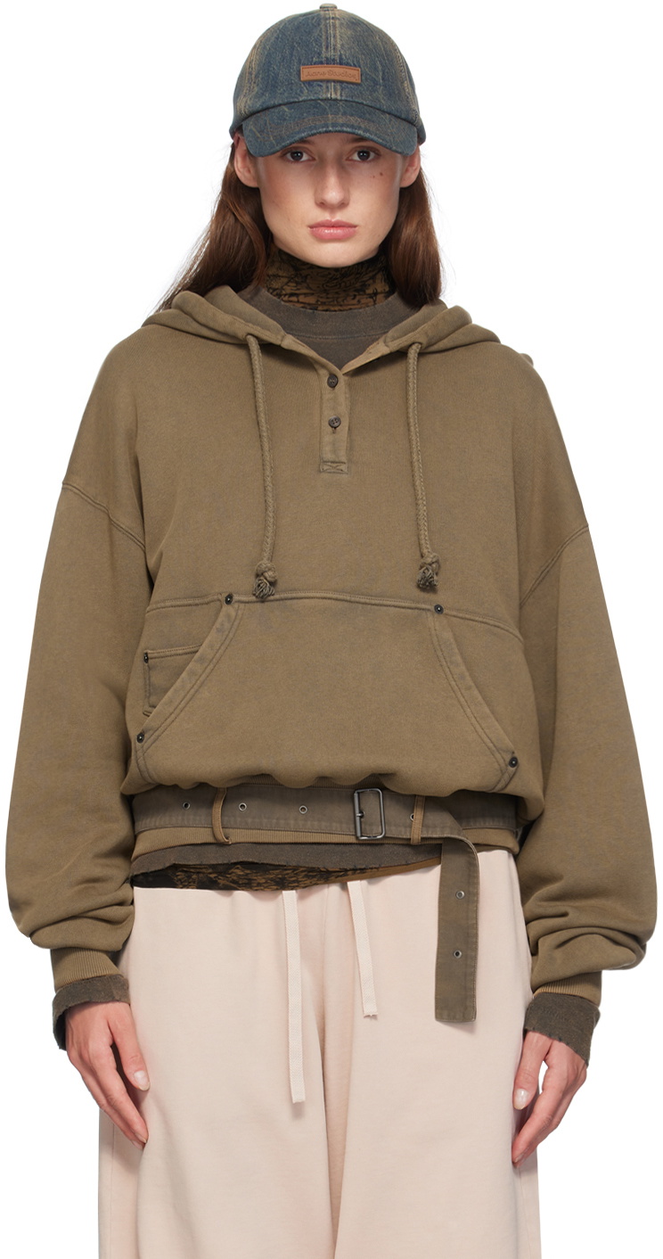 Acne Studios Logo Hoodie／カーキ Acne Studios Khaki Blurred Logo 