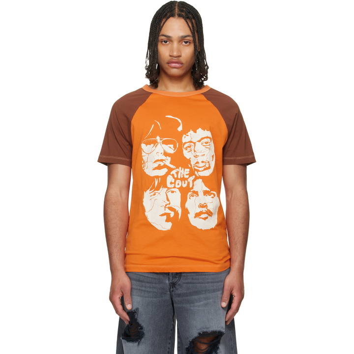 Photo: COÛT DE LA LIBERTÉ Orange Ty Cout Raglan Colorblock Print T-shirt